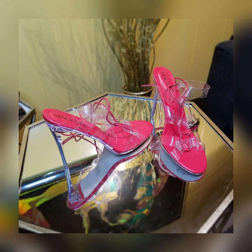 sexy clear and red mackinJ heels